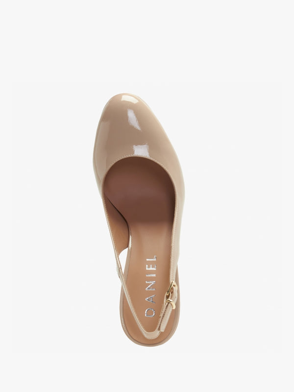 Nosling Nude Patent Leather Platform Heeled Sandals