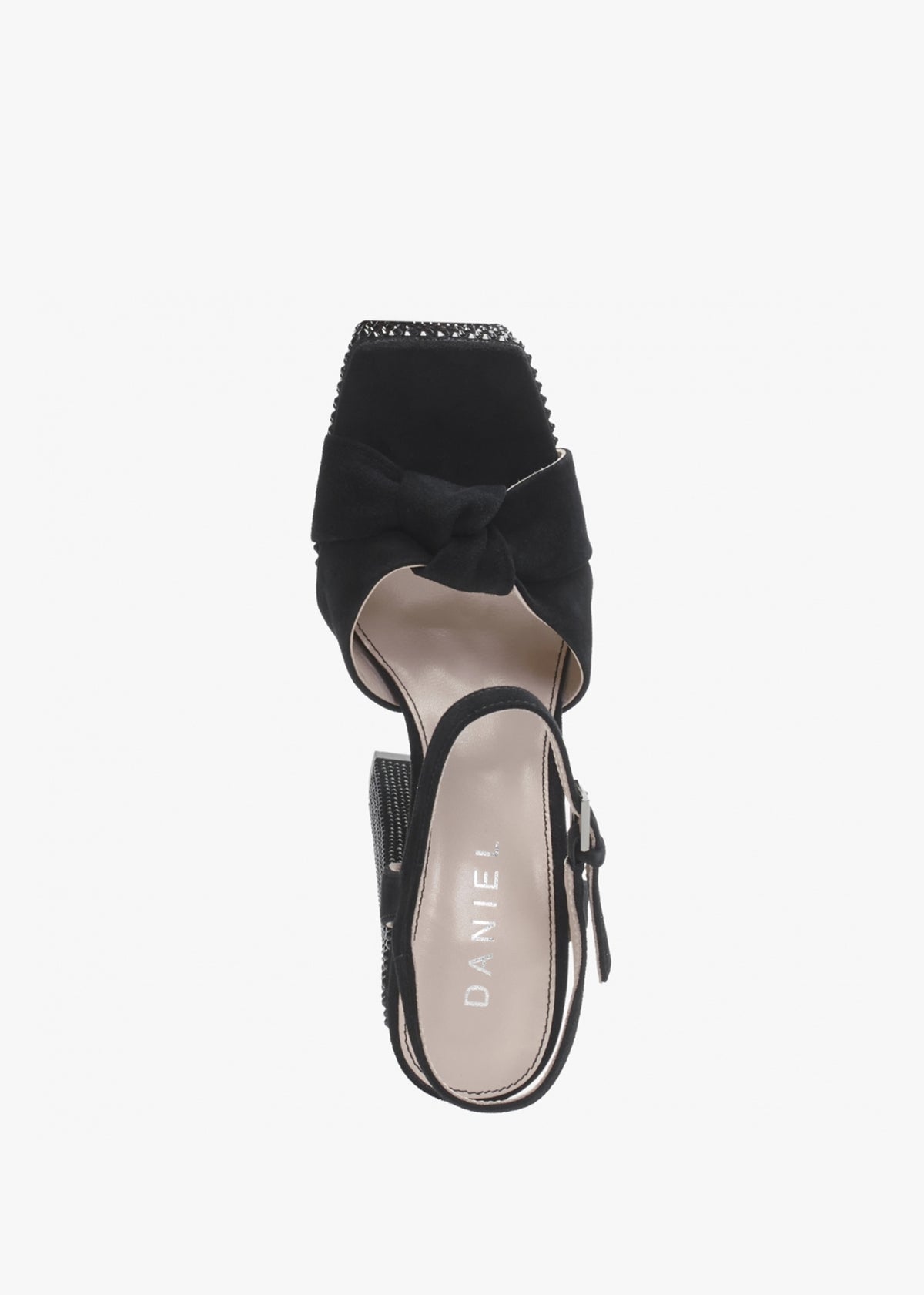 Shelby Black Suede Embellished Platform Heeled Sandals