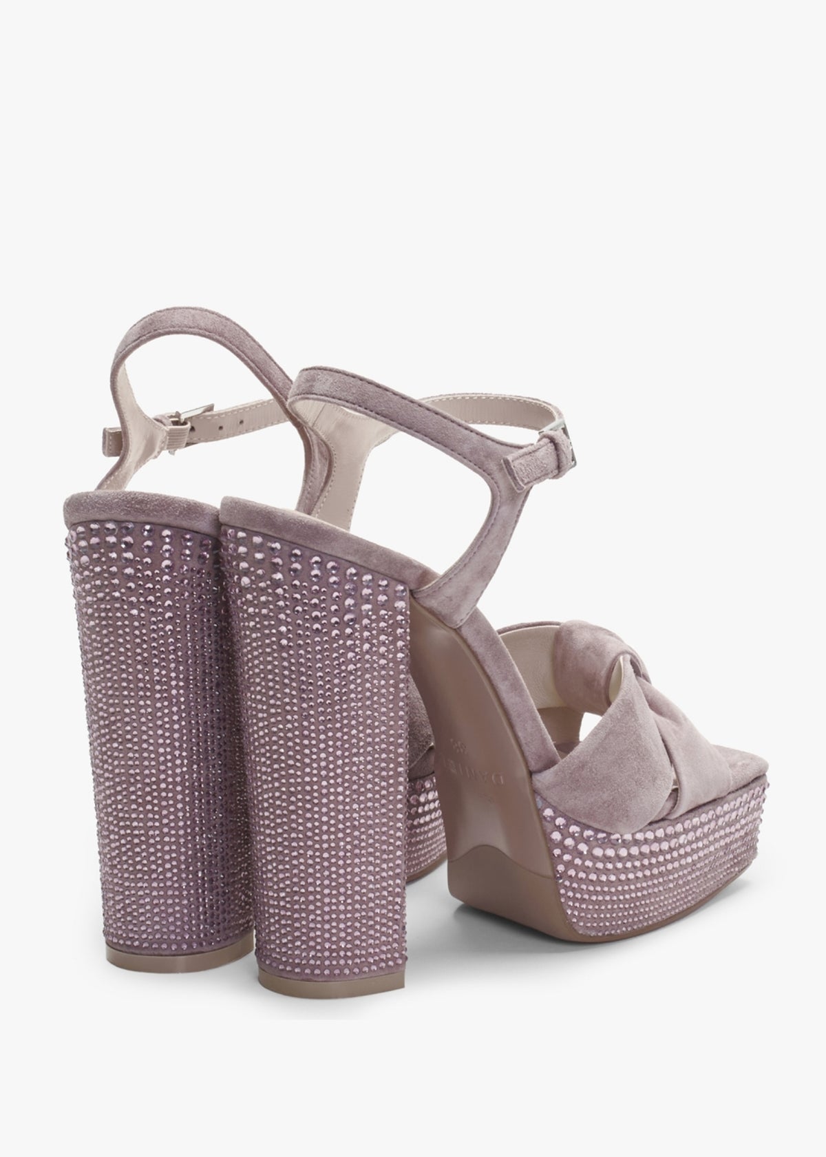 Shelby Pink Suede Embellished Platform Heeled Sandals