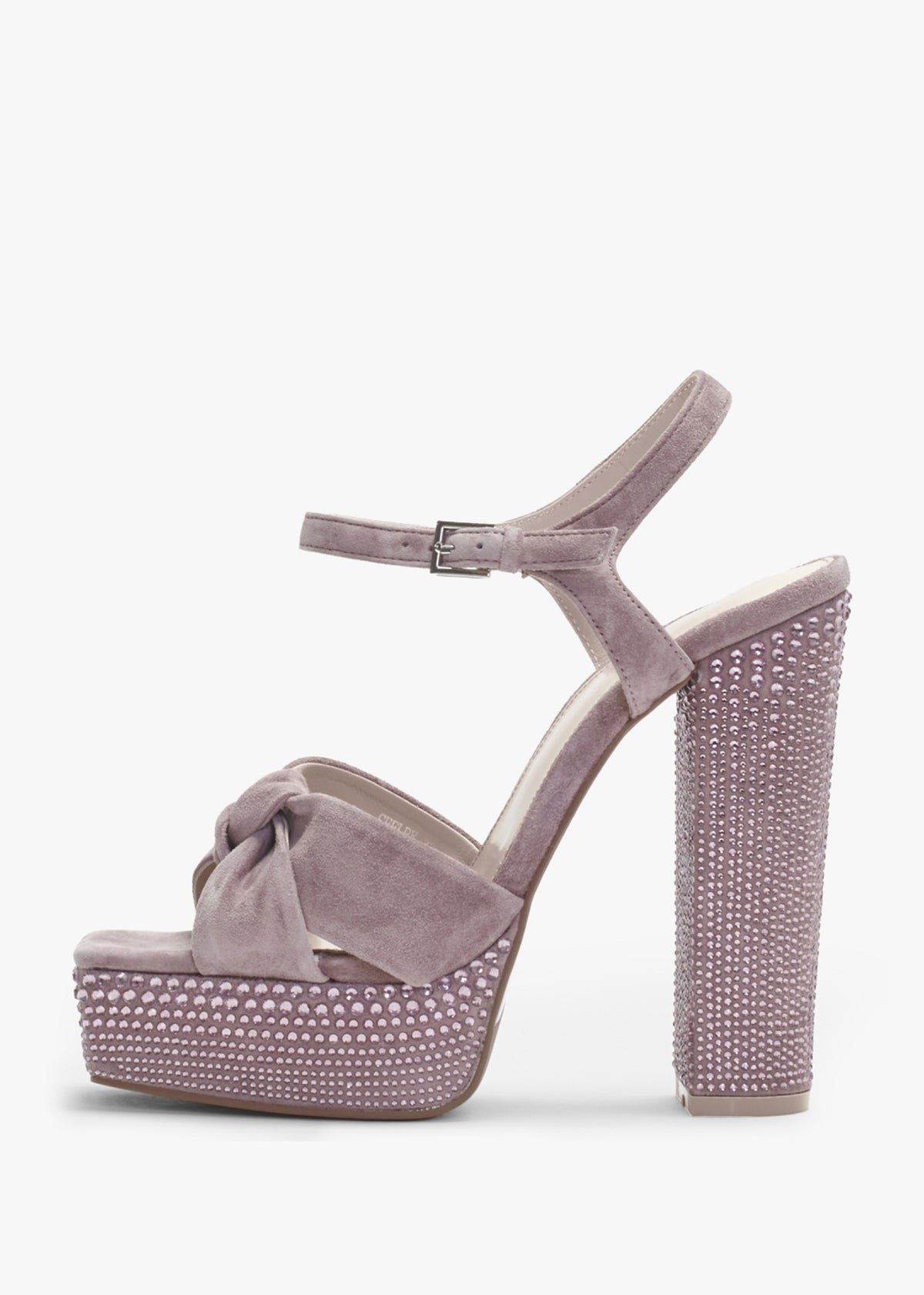 Shelby Pink Suede Embellished Platform Heeled Sandals