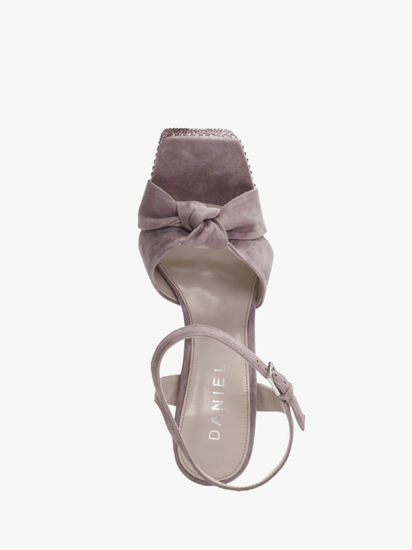 Shelby Pink Suede Embellished Platform Heeled Sandals