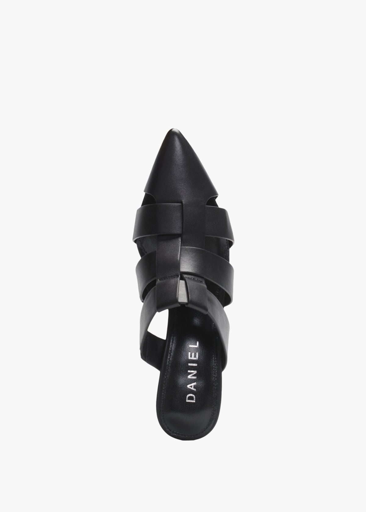 Sylvie Black Leather Pointed Toe Heeled Mules