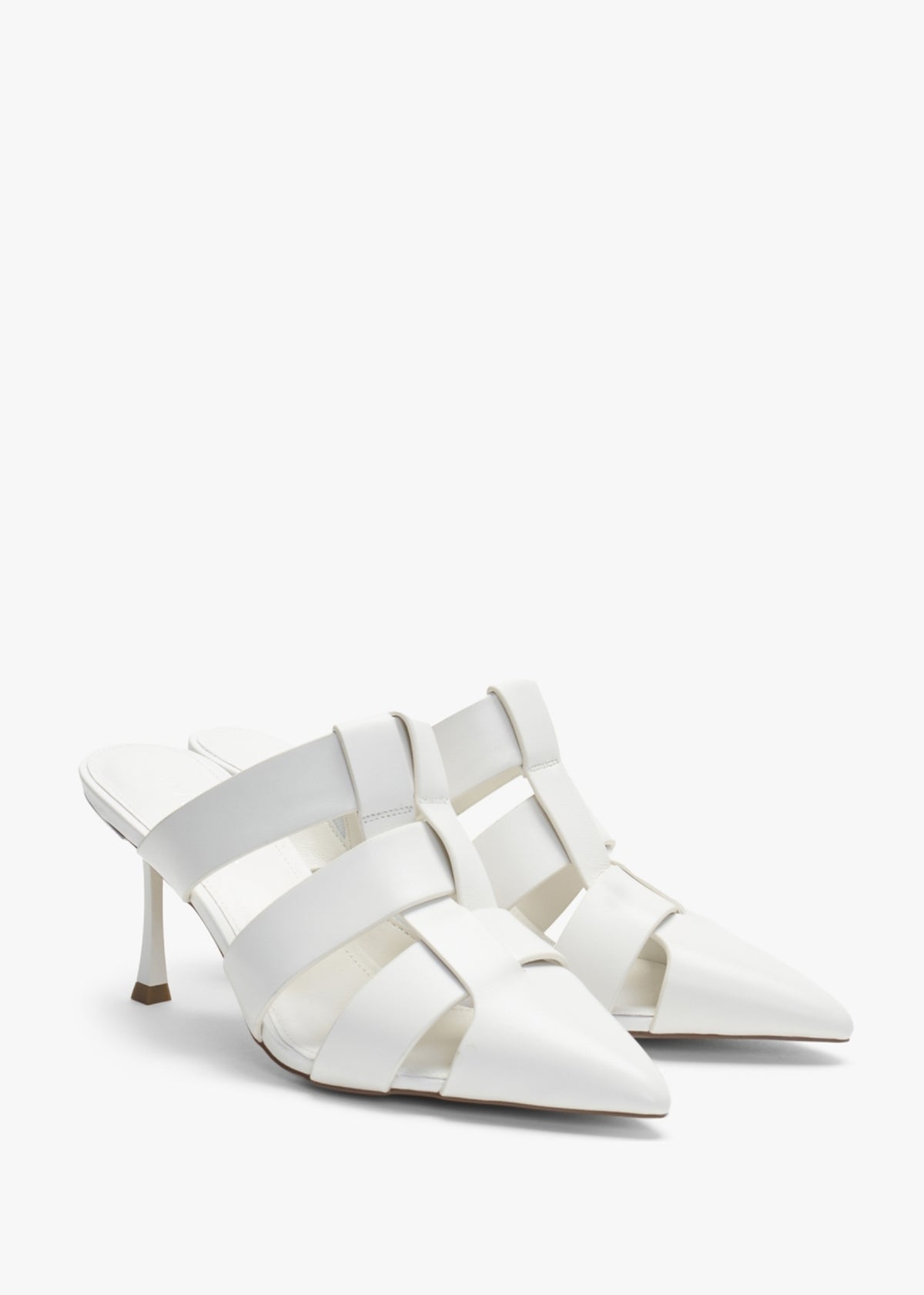 Sylvie Cream Leather Pointed Toe Heeled Mules