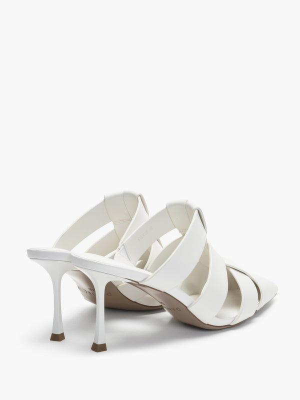 Sylvie Cream Leather Pointed Toe Heeled Mules