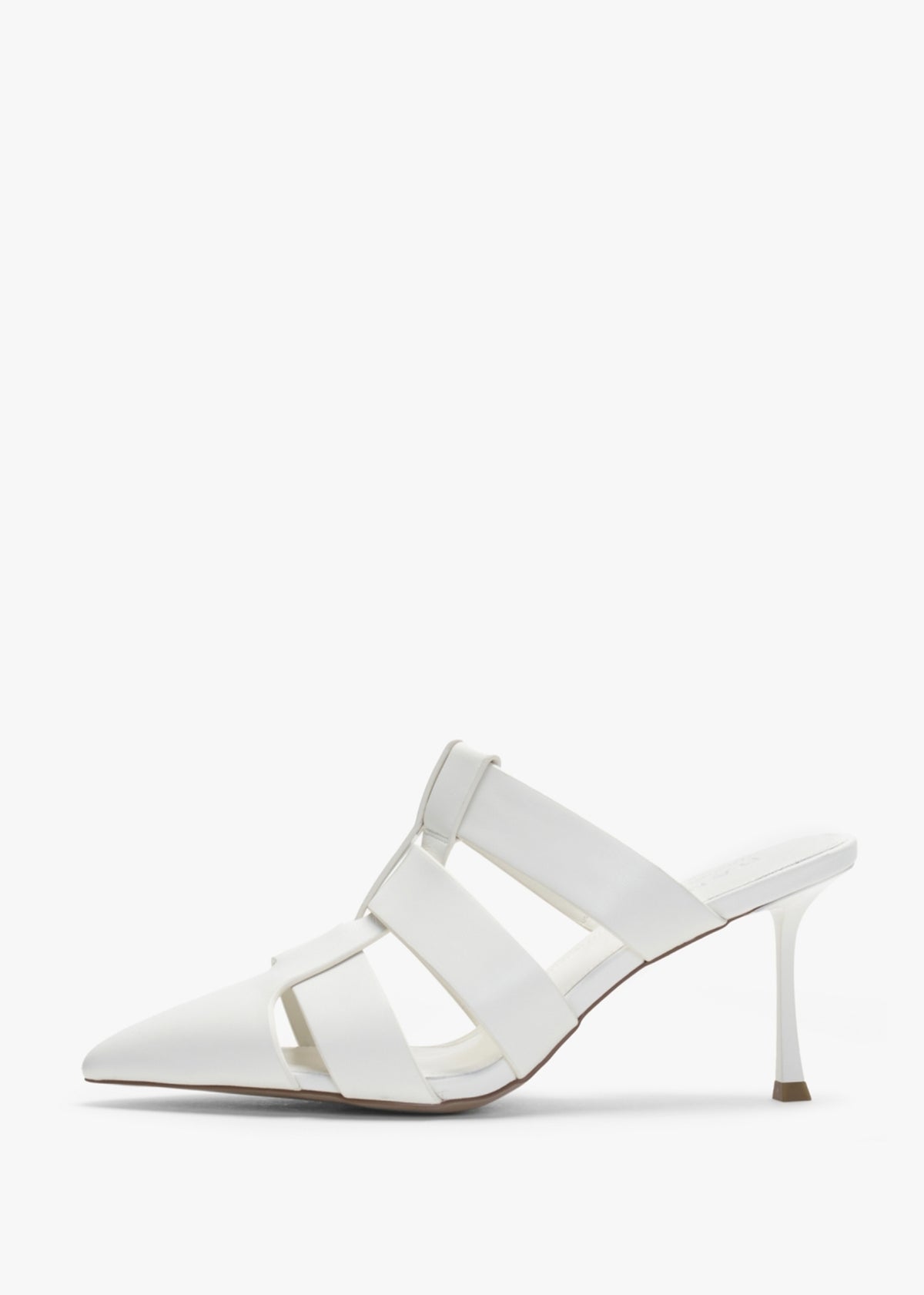 Sylvie Cream Leather Pointed Toe Heeled Mules