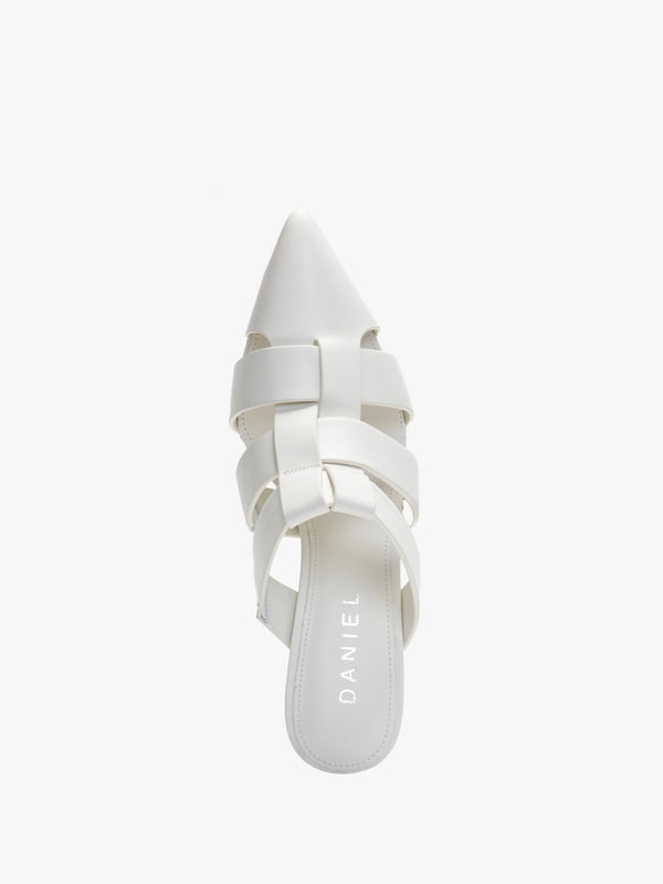 Sylvie Cream Leather Pointed Toe Heeled Mules