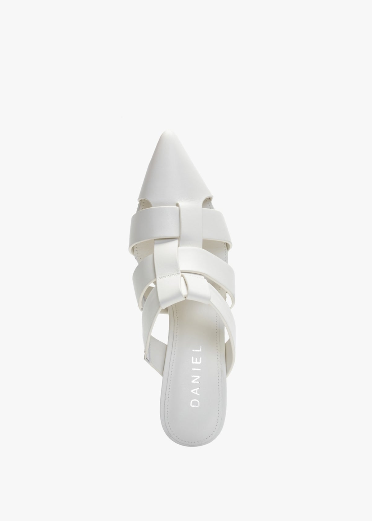 Sylvie Cream Leather Pointed Toe Heeled Mules