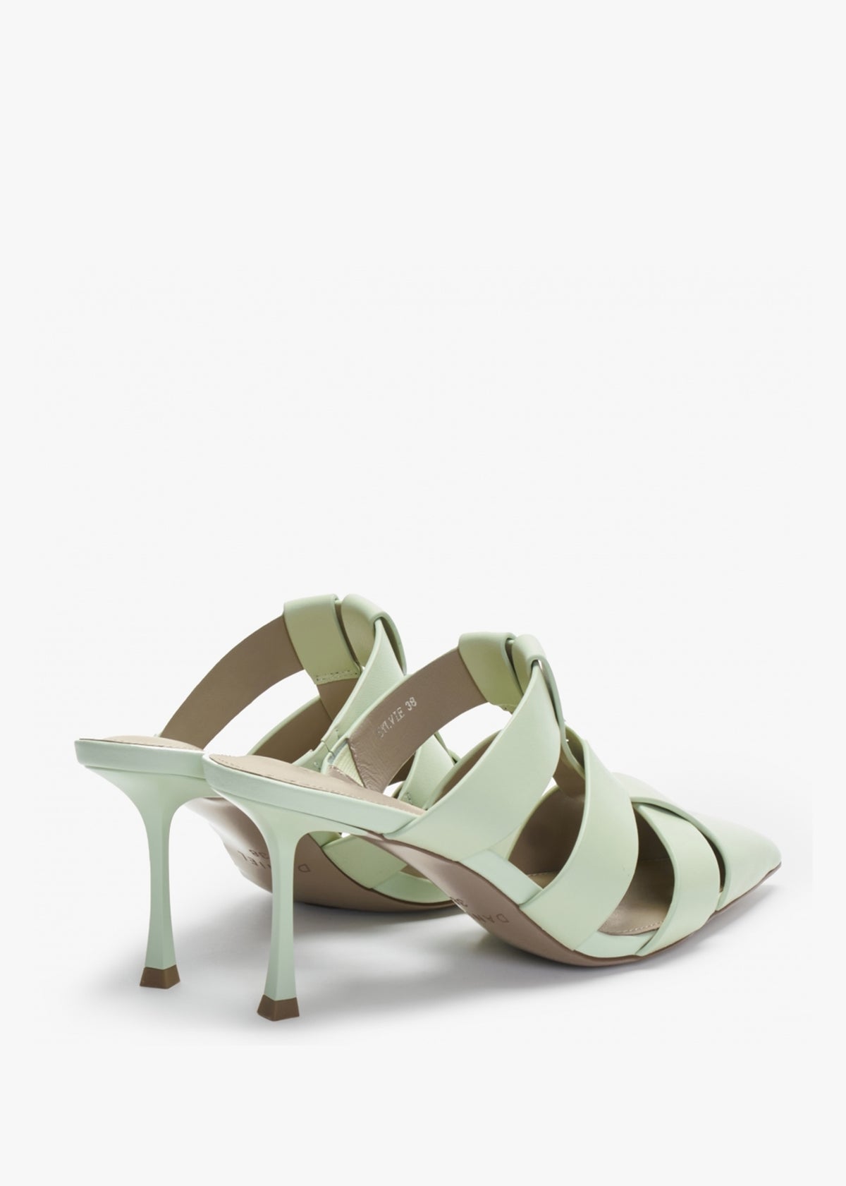 Sylvie Green Leather Pointed Toe Heeled Mules