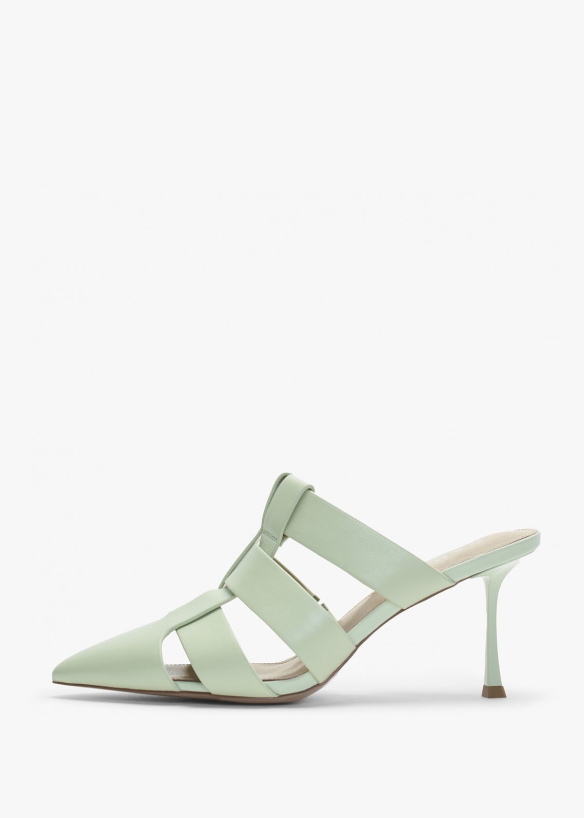 Sylvie Green Leather Pointed Toe Heeled Mules