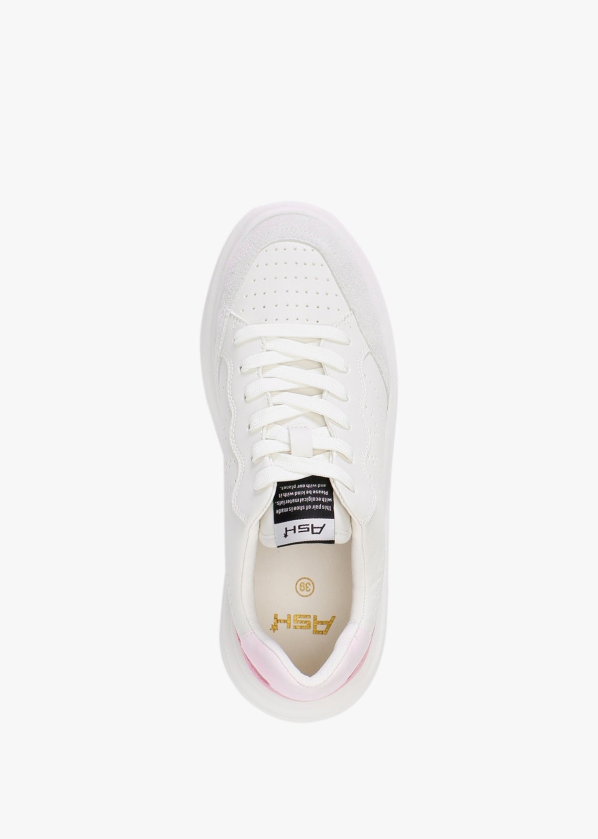 Impuls Eco Off White Crystal Rose Leather Platform Trainers