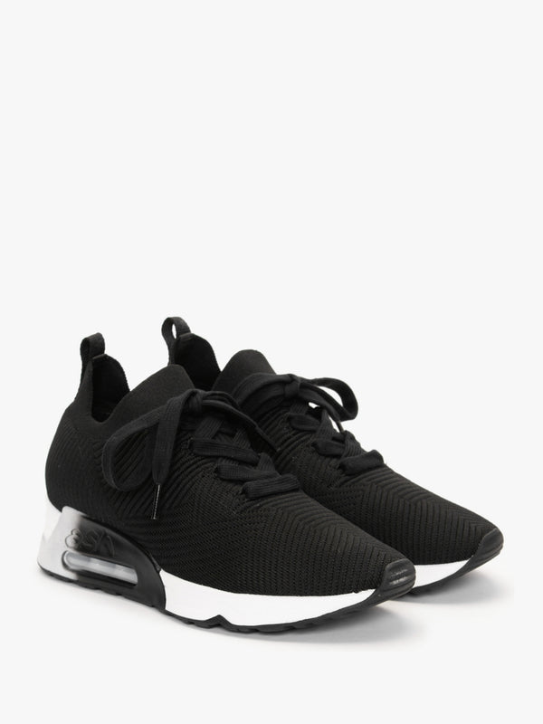 Larsen Black Ribbed Knit Trainers