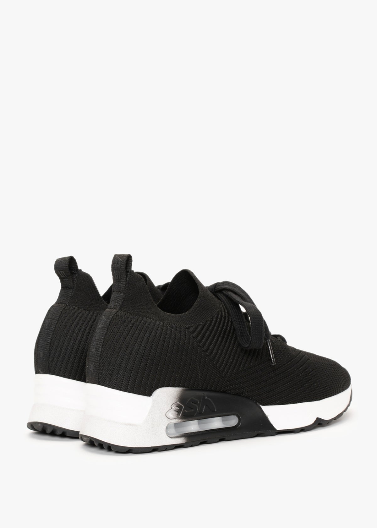 Larsen Black Ribbed Knit Trainers