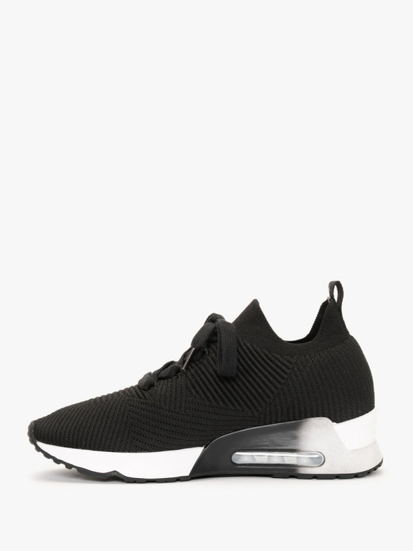 Larsen Black Ribbed Knit Trainers