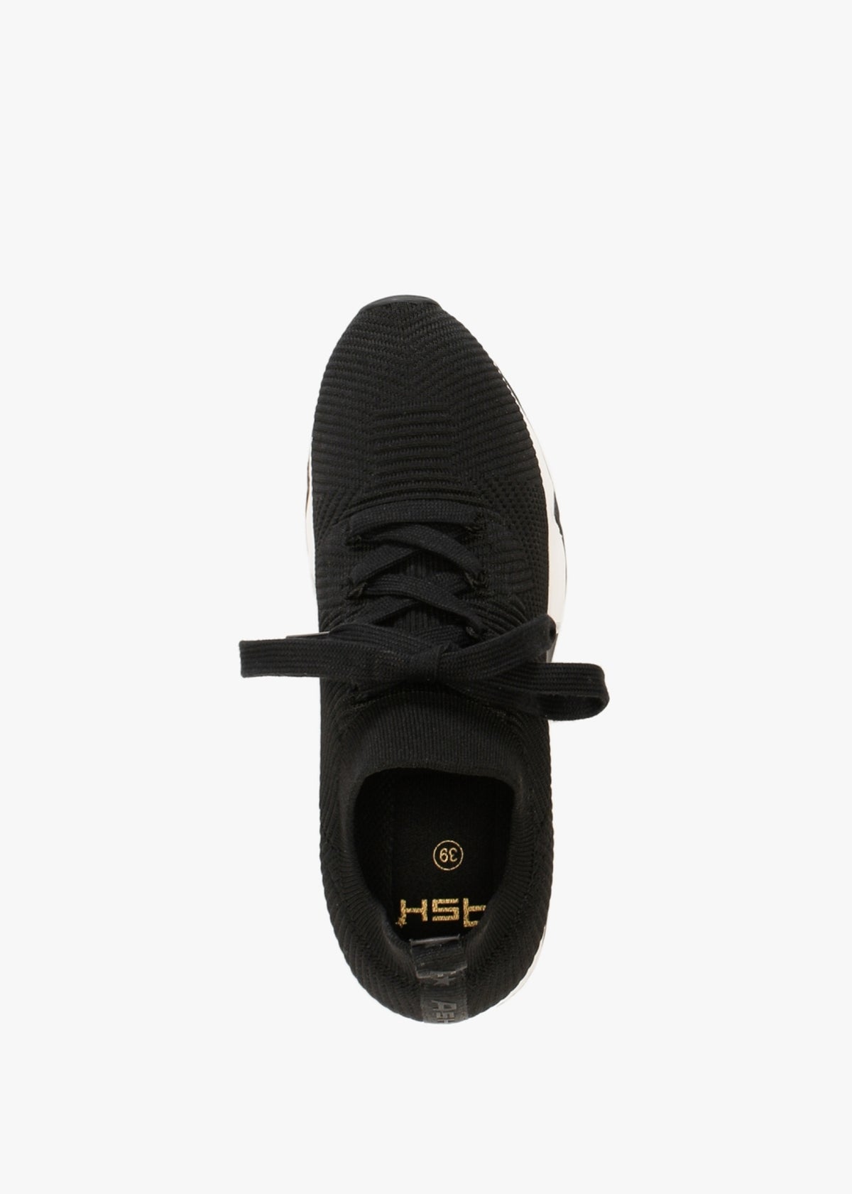 Larsen Black Ribbed Knit Trainers