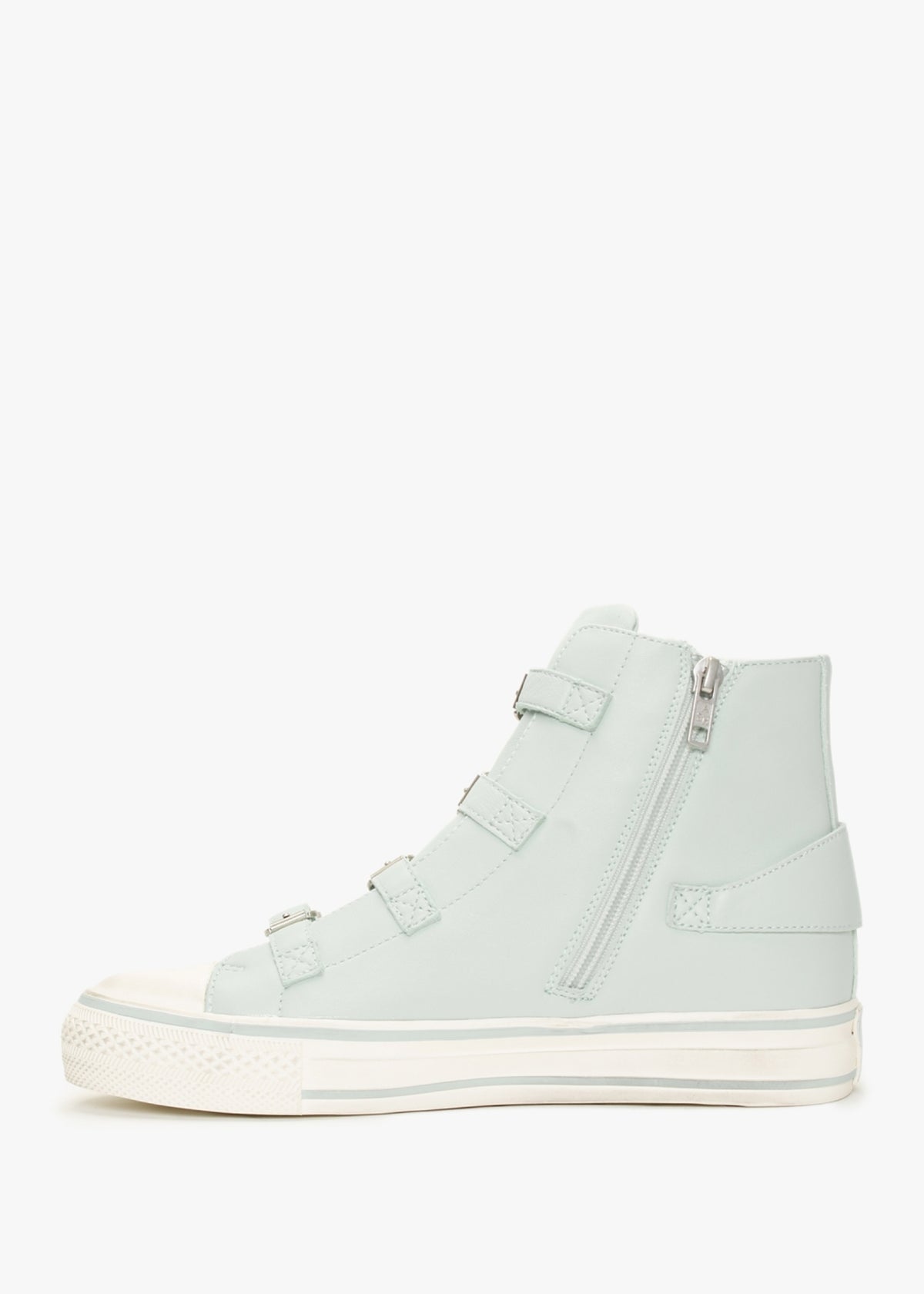 Virgin Misty Blue Leather Buckled High Top Trainers