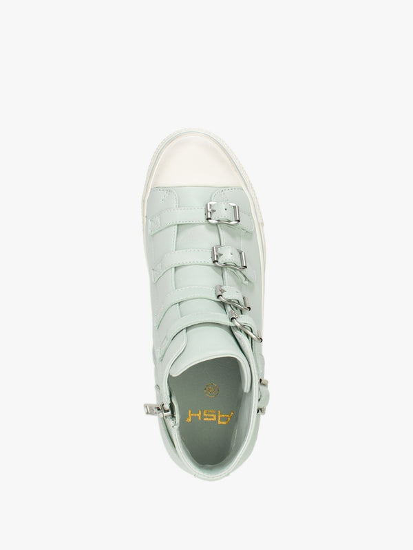 Virgin Misty Blue Leather Buckled High Top Trainers