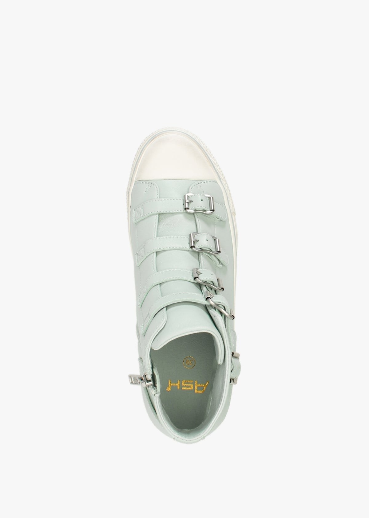 Virgin Misty Blue Leather Buckled High Top Trainers