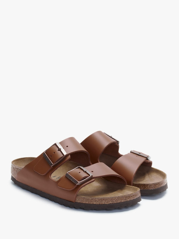Arizona Ginger Brown Natural Leather Two Bar Mules