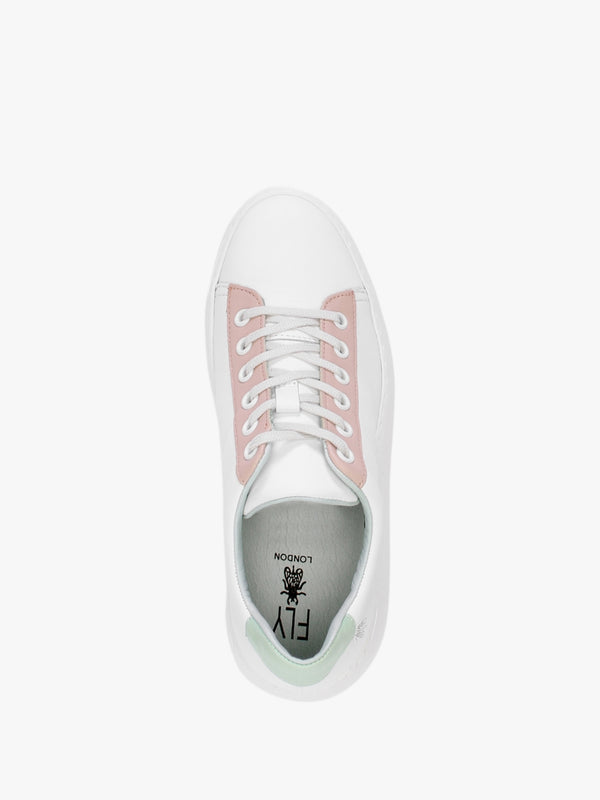 Delf White Nude Mint Leather Wedge Trainers