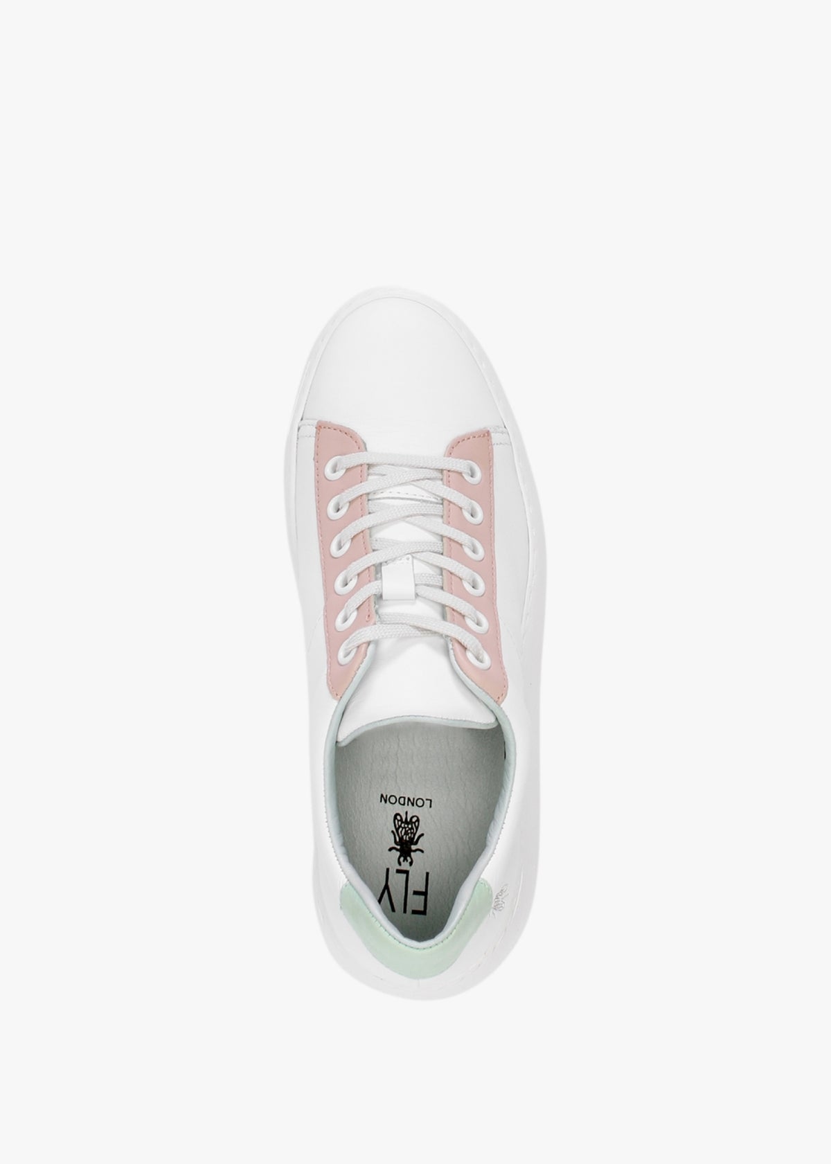 Delf White Nude Mint Leather Wedge Trainers