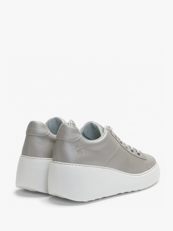 Delf Silver Leather Wedge Trainers