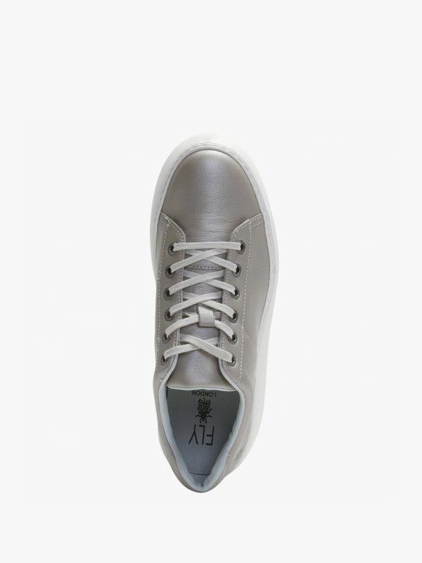 Delf Silver Leather Wedge Trainers