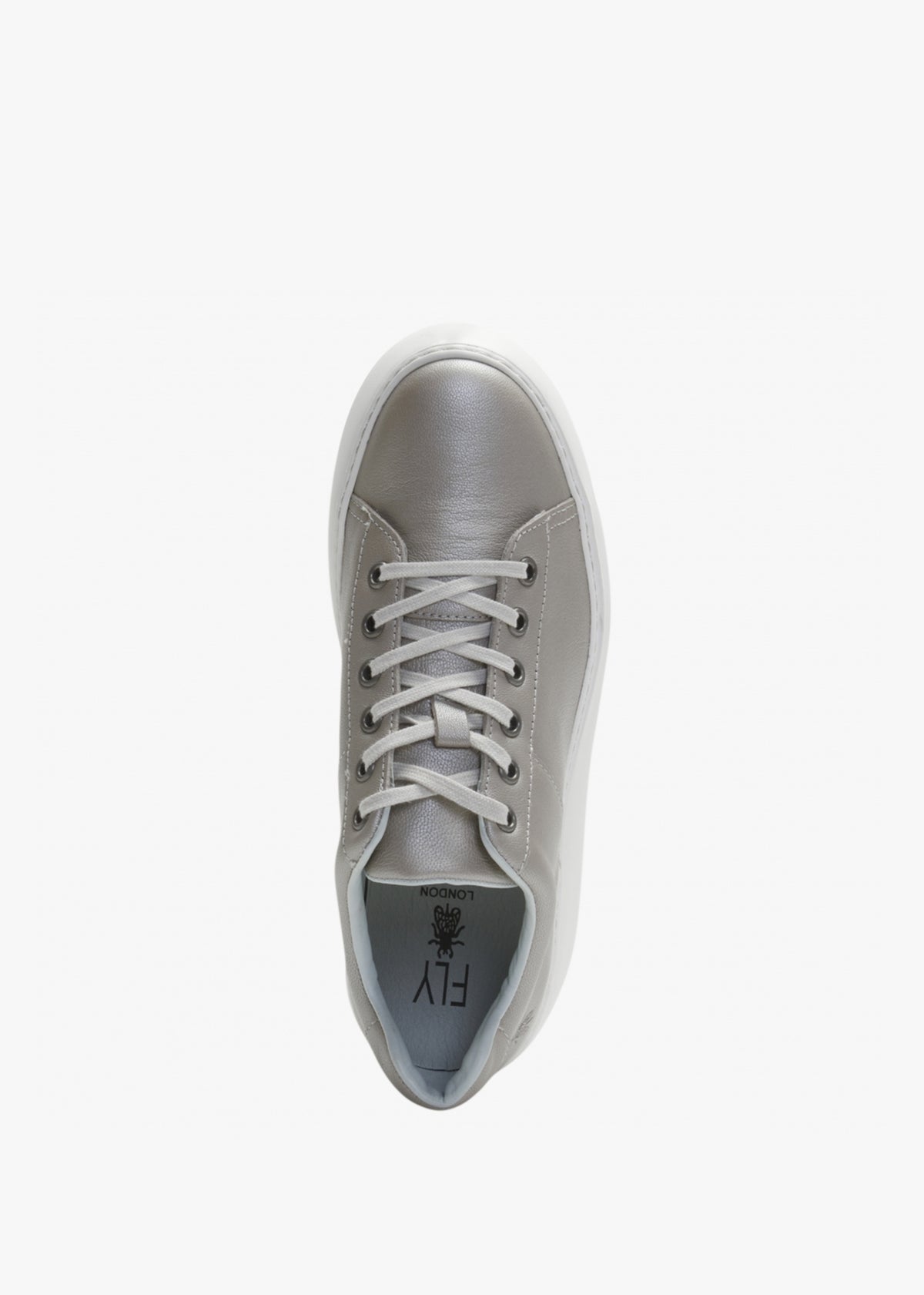 Delf Silver Leather Wedge Trainers