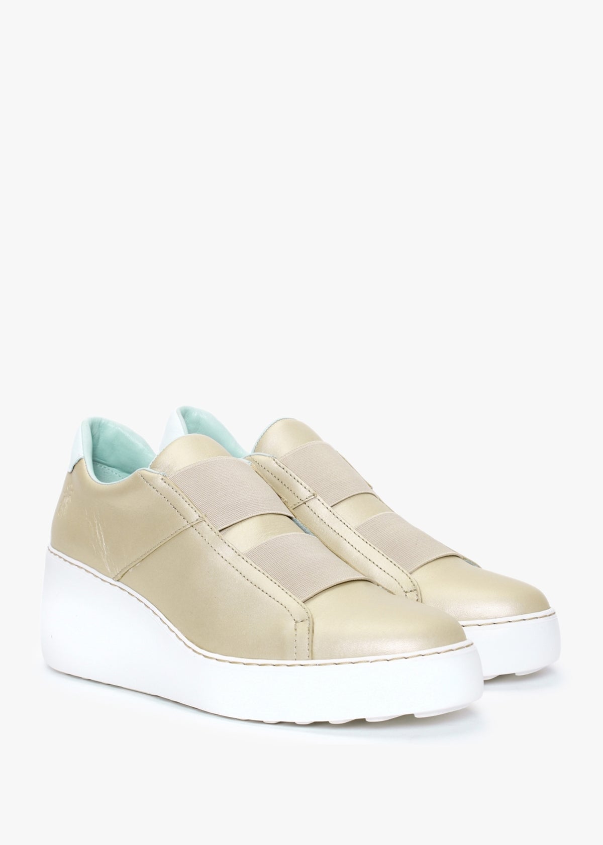 Dito Gold Leather Wedge Trainers