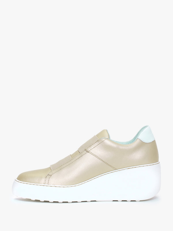 Dito Gold Leather Wedge Trainers