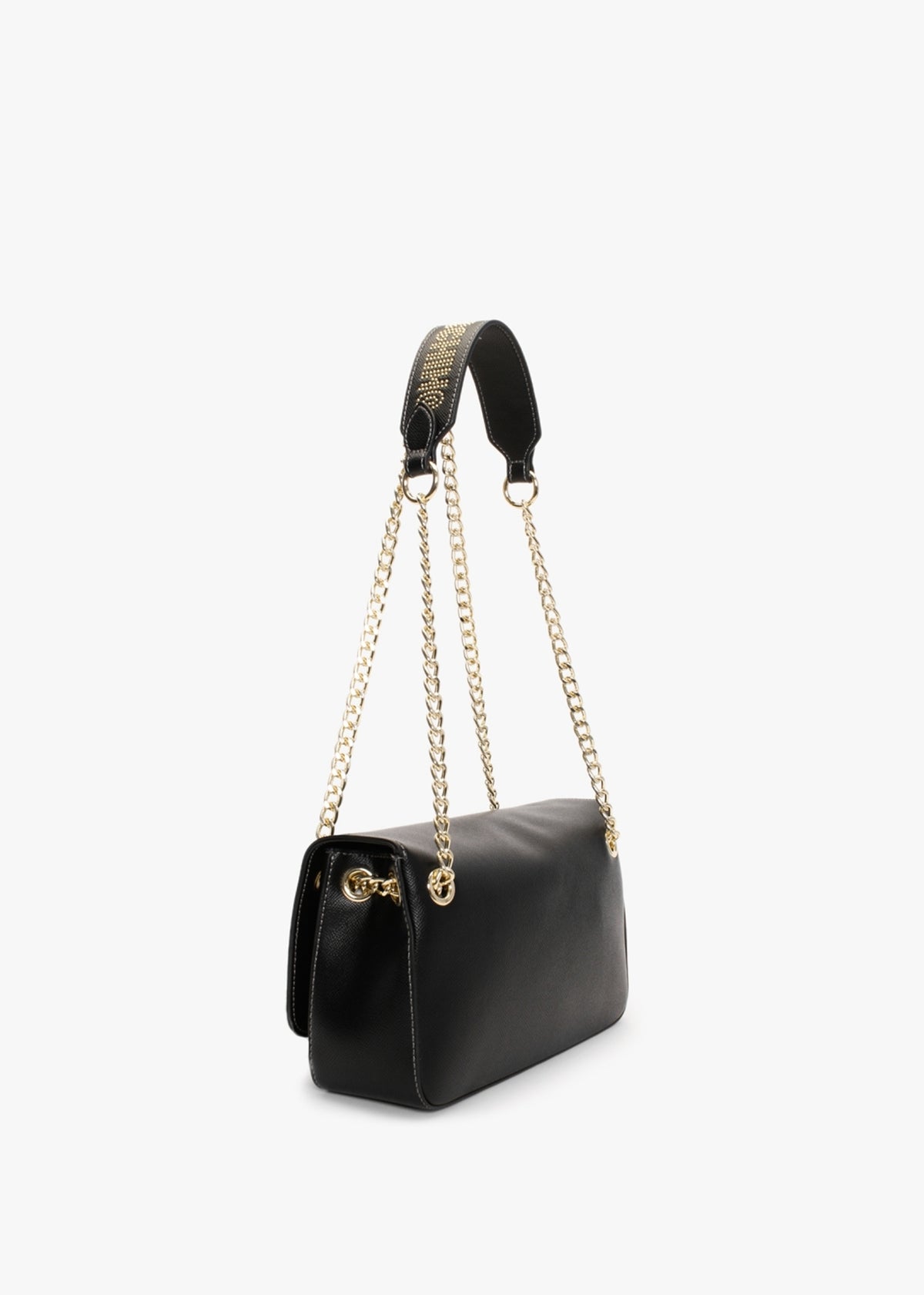 Chain Handle Black Shoulder Bag