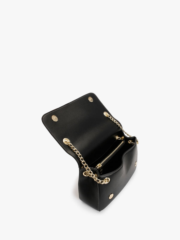 Chain Handle Black Shoulder Bag