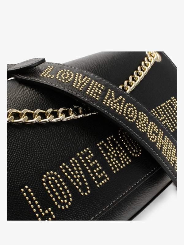 Chain Handle Black Shoulder Bag