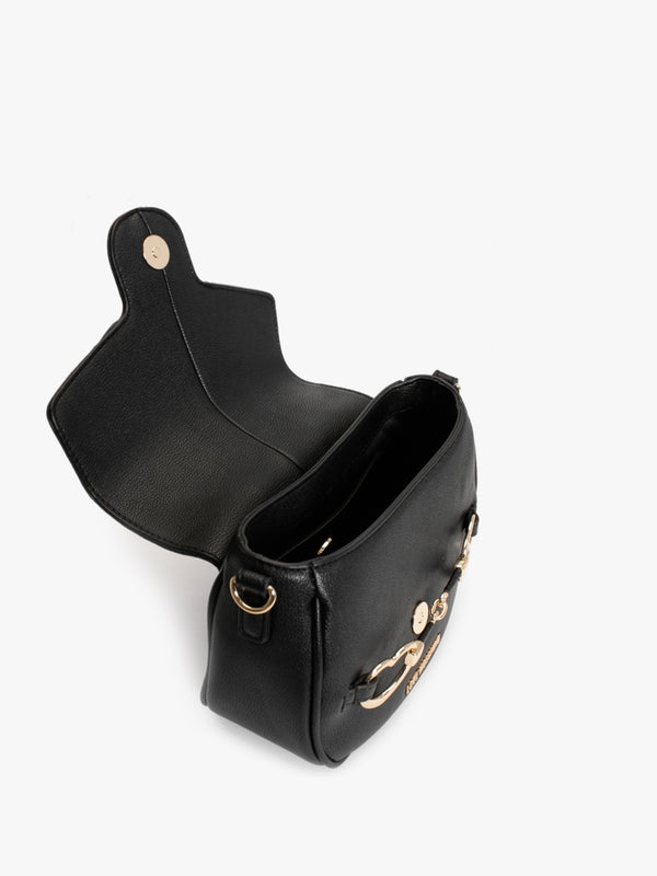 Heart Bit Black Shoulder Bag
