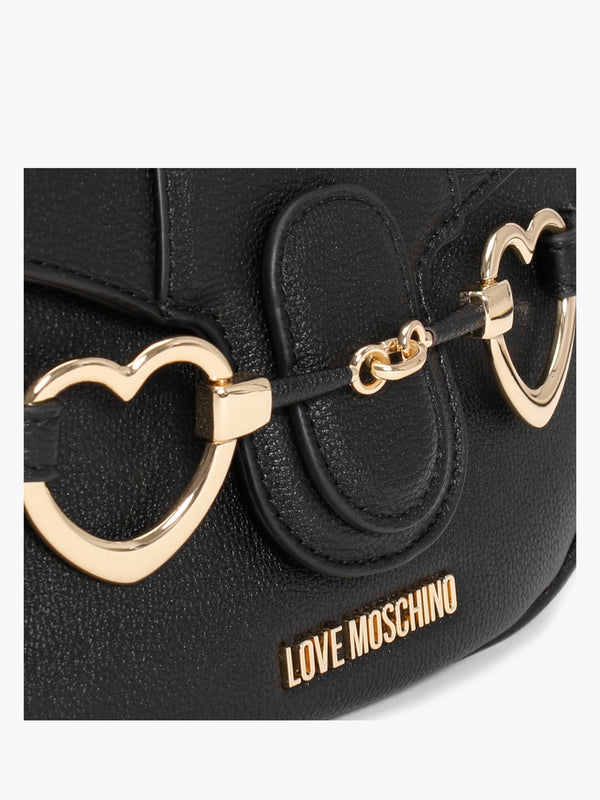 Heart Bit Black Shoulder Bag