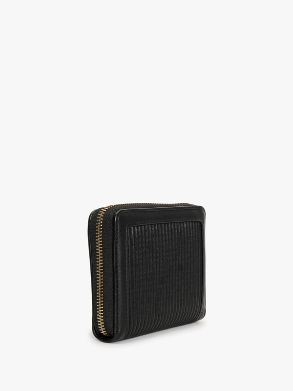 Pleated Black Zip Around Purse
