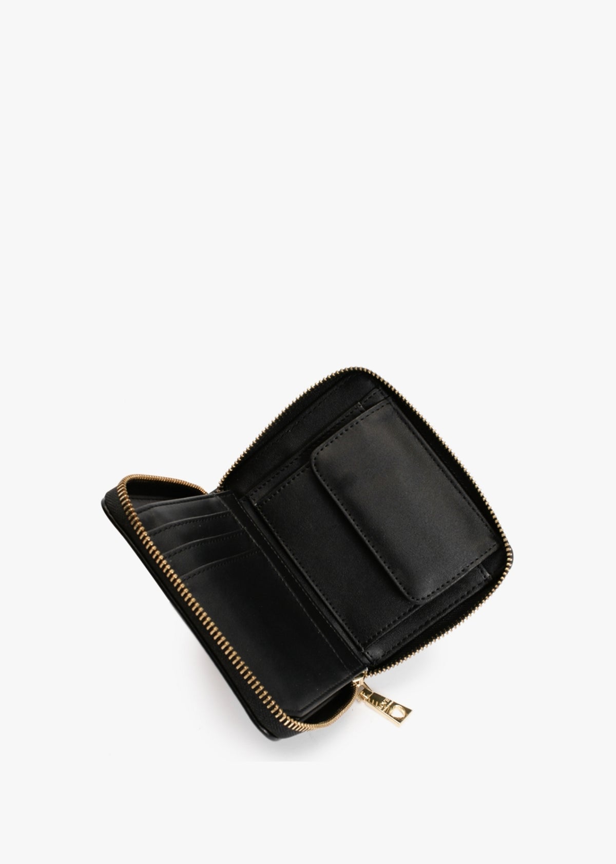 Pleated Black Zip Around Purse