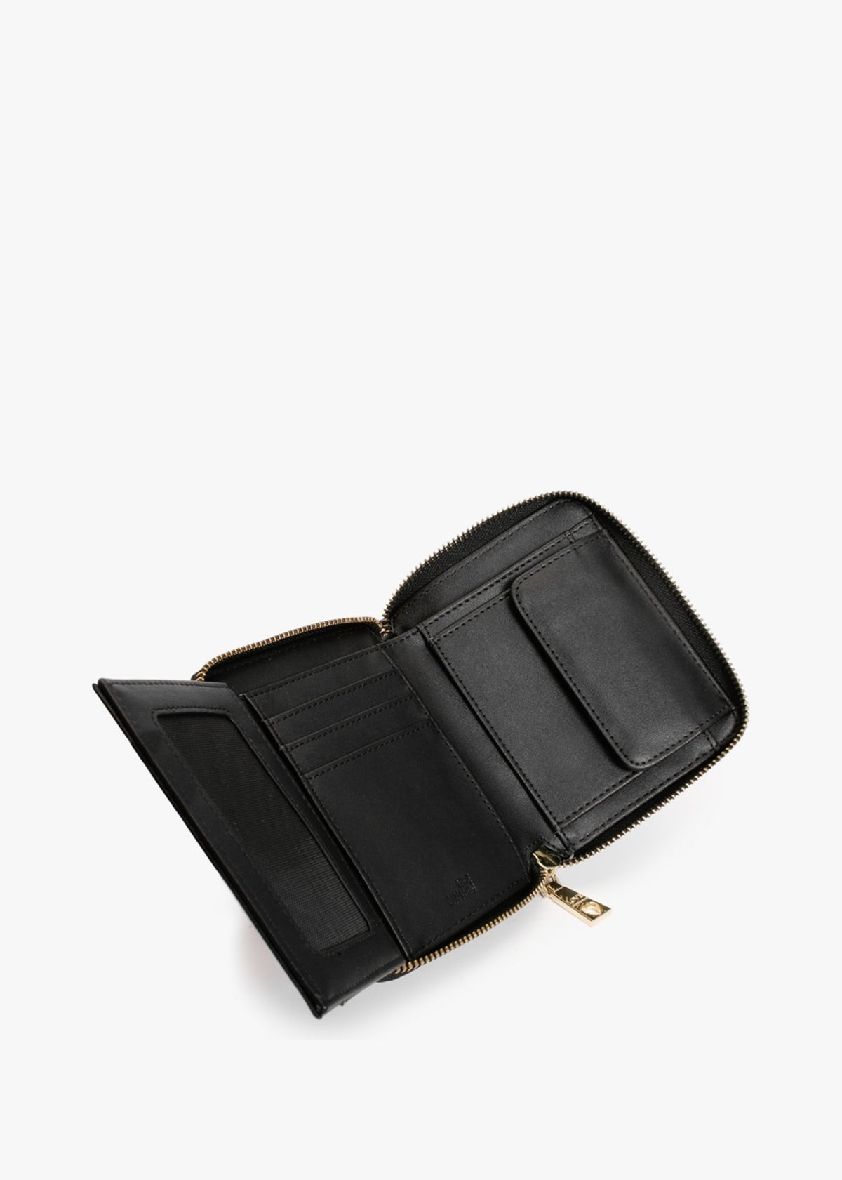 Pleated Black Zip Around Purse