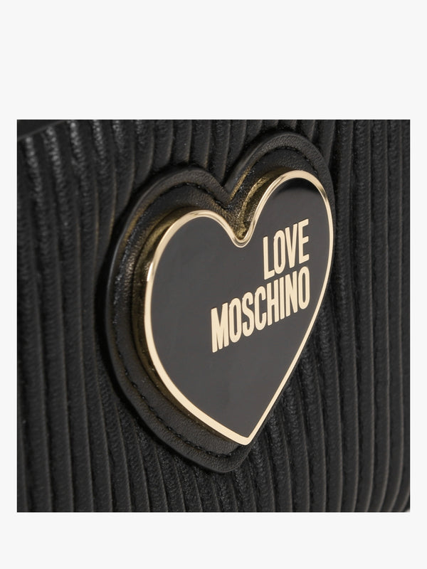 Pleated Black Zip Around Purse