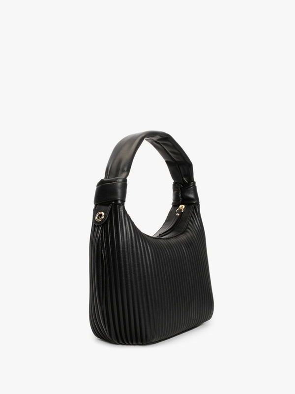 Small Pleated Black Hobo Bag