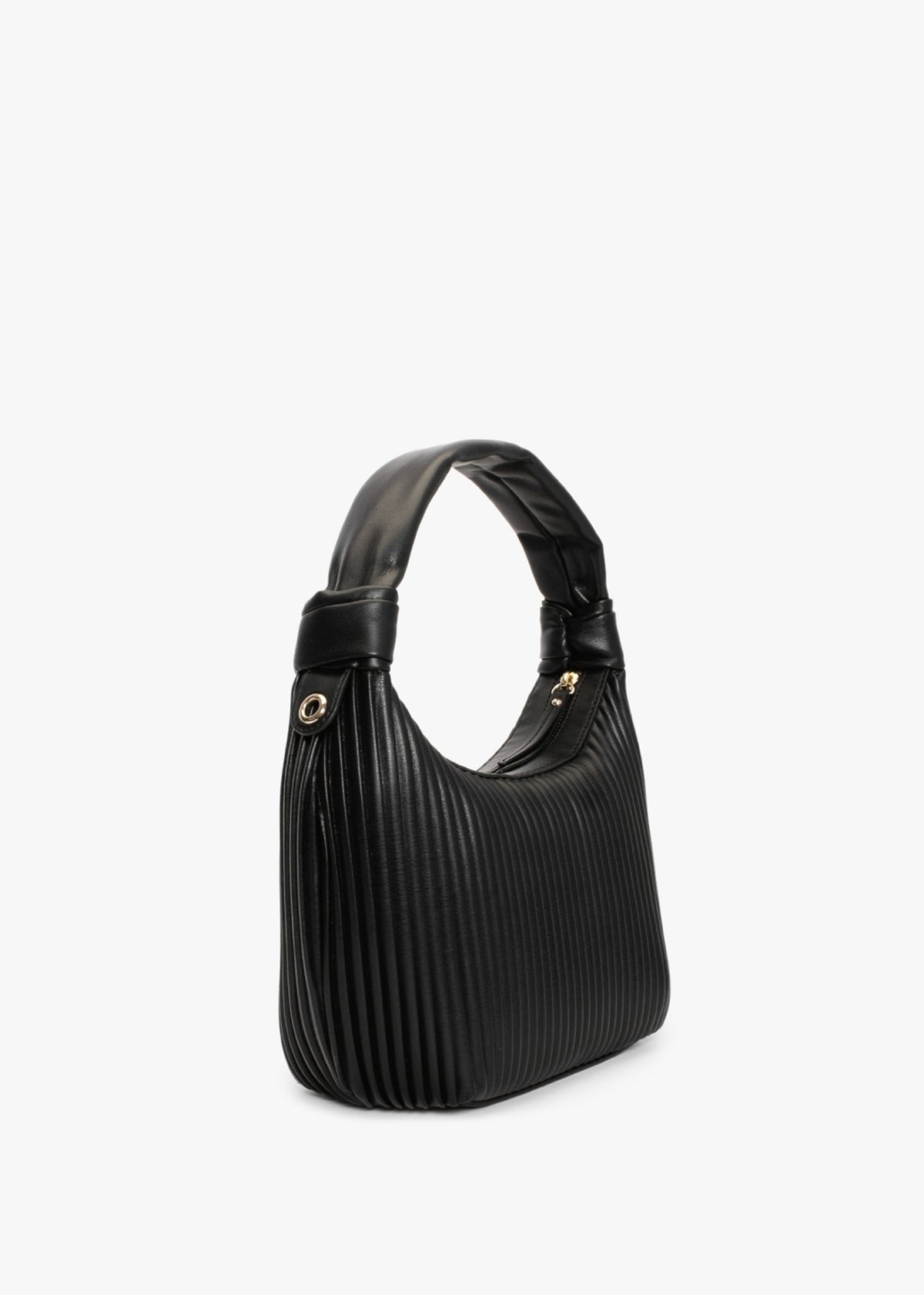 Small Pleated Black Hobo Bag