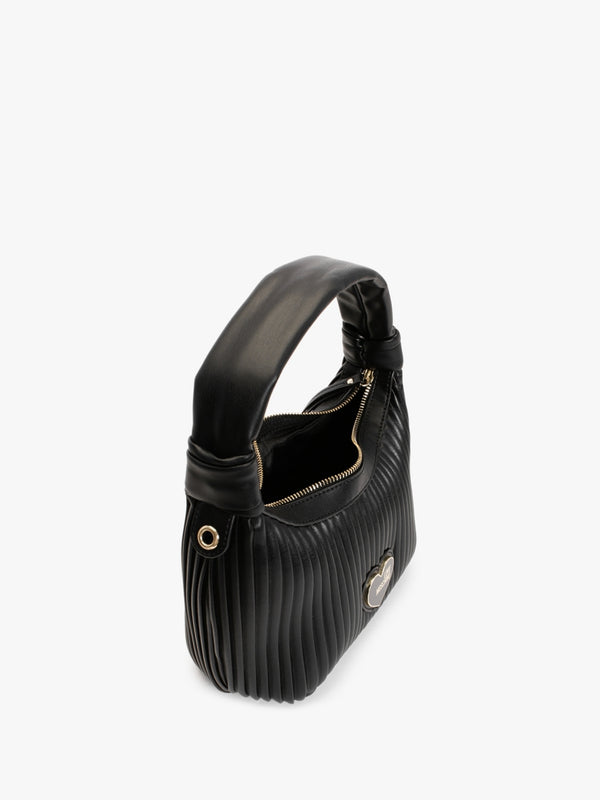 Small Pleated Black Hobo Bag