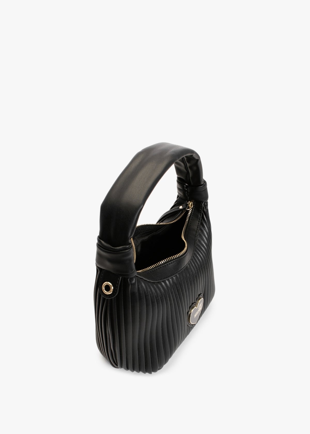 Small Pleated Black Hobo Bag