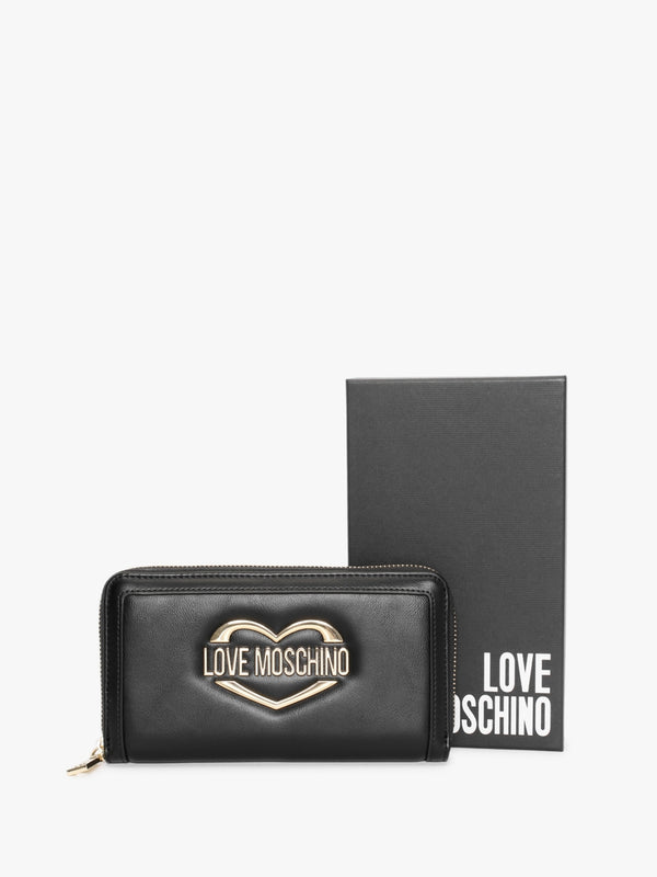 Large Black Zip Around Wallet