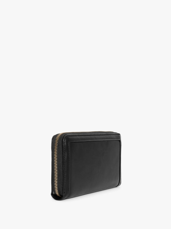 Large Black Zip Around Wallet