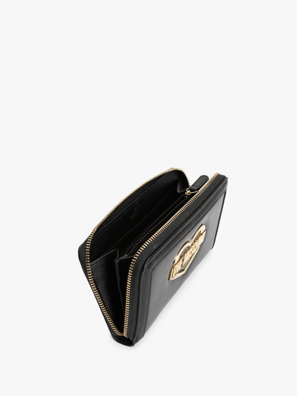 Large Black Zip Around Wallet