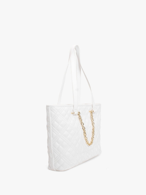 Diamond Quilt Off White Shopper Bag