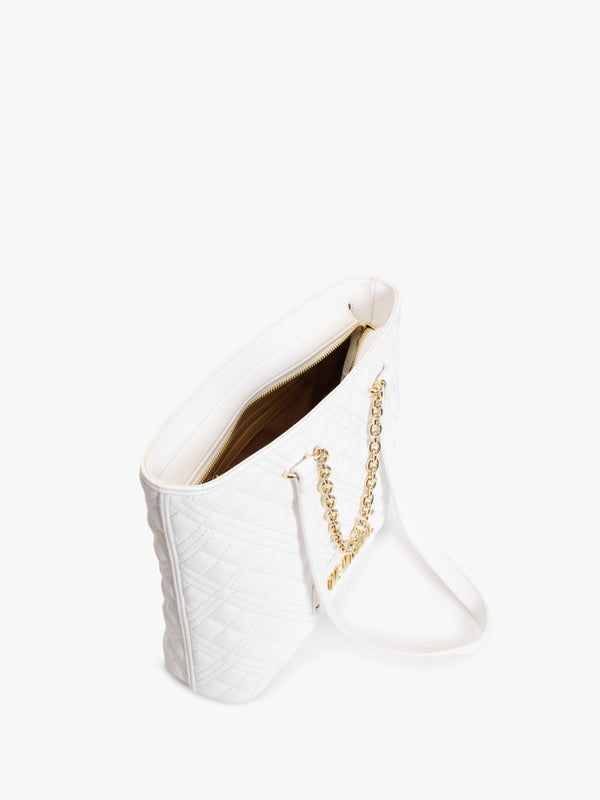 Diamond Quilt Off White Shopper Bag