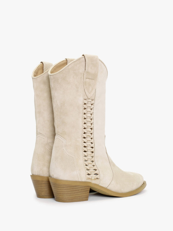 Cleveland Beige Suede Western Calf Boots