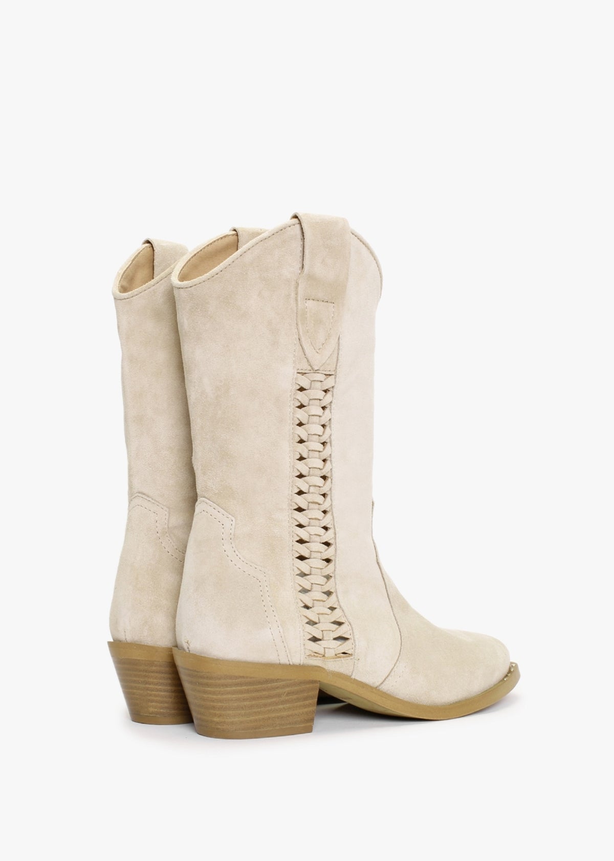 Cleveland Beige Suede Western Calf Boots