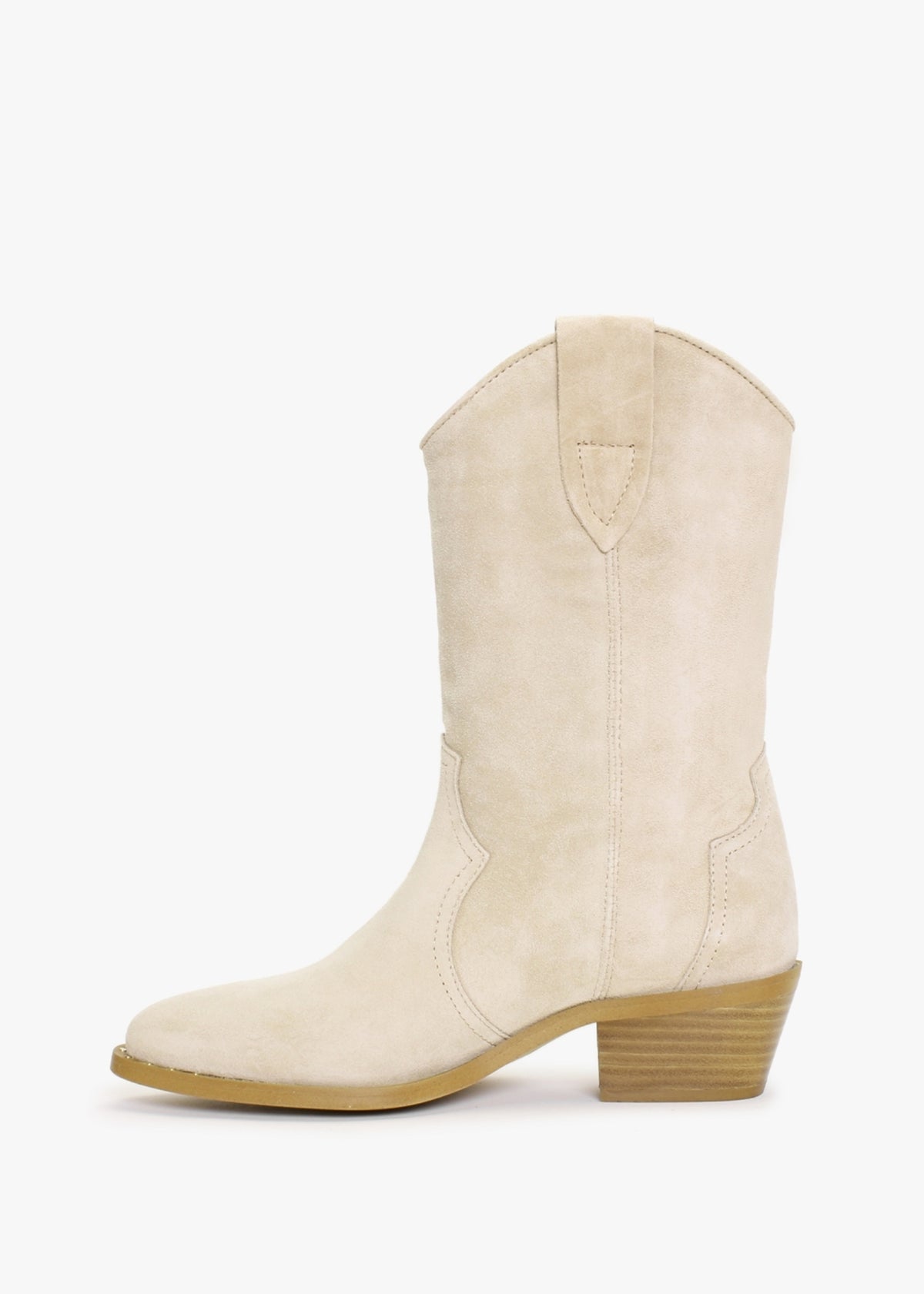 Cleveland Beige Suede Western Calf Boots